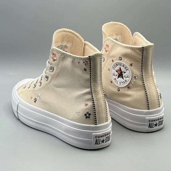 Converse Women's 8 Hi Top Sneakers Platform CTAS Lift Embroidered Flower A14265C - Picture 13 of 15